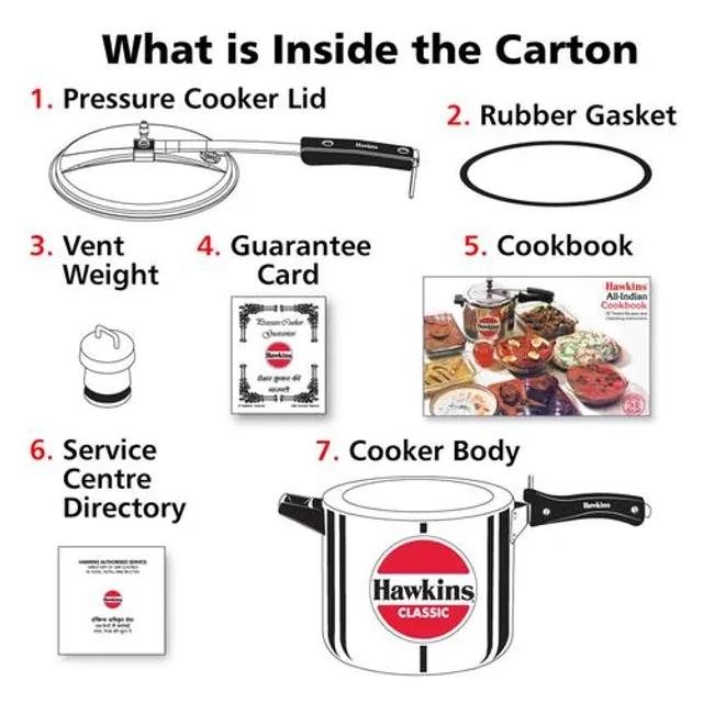 Hawkins Classic Aluminium Inner Lid Pressure Cooker - With Handle, Silver, CL65, 6.5 l-6.webp